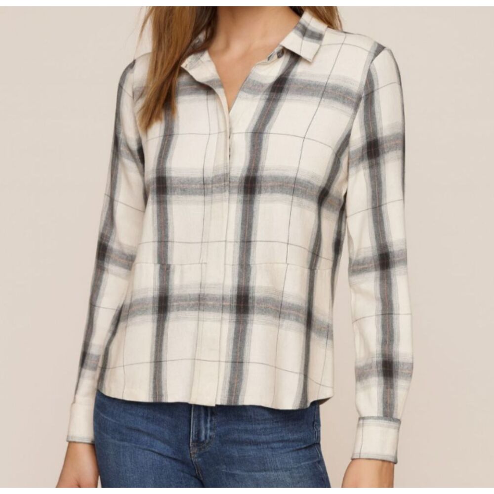 NWT Heartloom Luka Plaid Lace-Up Back Shirt Size XS